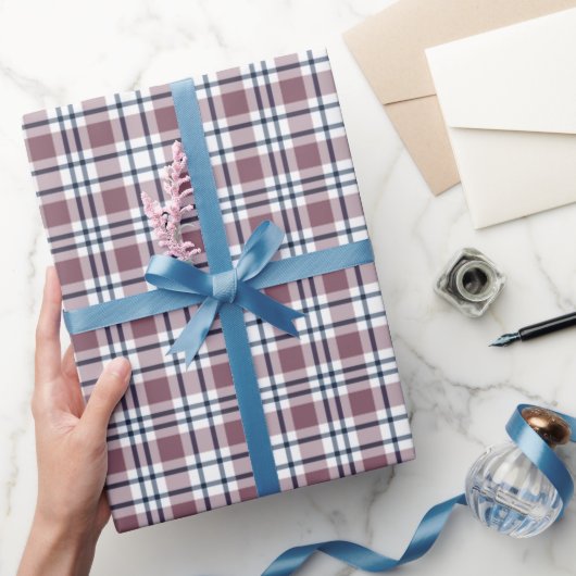 薄い市松模様にレトロ模様の茶色の灰色の白 ラッピングペーパー (ギフト)