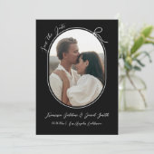 薄い枠とミニマムなリボンのオーバル写真 セーブザデート (スタンド正面)