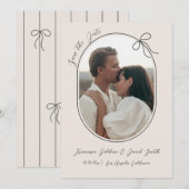 薄い枠のオーバルフォトと、最小限のリボン セーブザデート (正面/裏面)