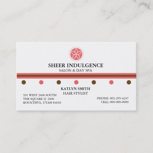 薄い楽しみのサロン及び日のスパの名刺 予約カード (正面)