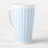 薄い水色の細ストライプ カフェラテマグ (左アングル)
