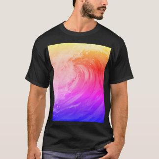 薄い波を描いた鮮やかな虹のポスター Tシャツ