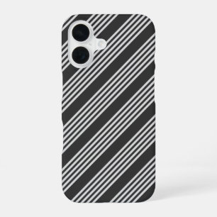 薄い灰色と木炭の五ストライプ色 iPhone 16ケース