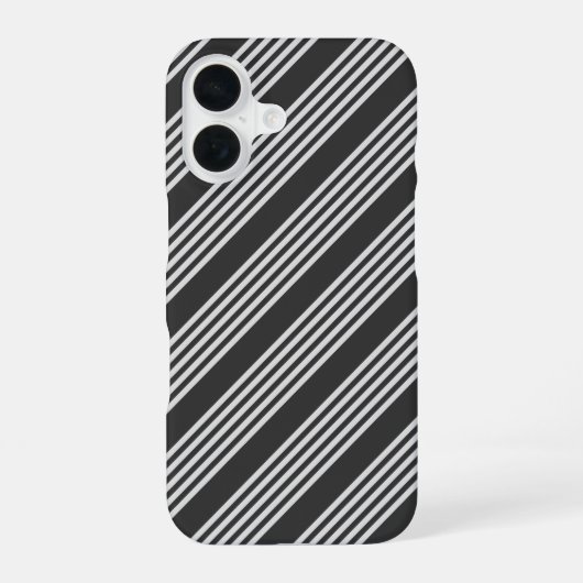 薄い灰色と木炭の五ストライプ色 iPhone 16ケース (裏面)