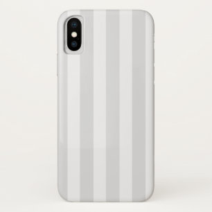 薄い灰色と白いキャンディストライプー iPhone X ケース