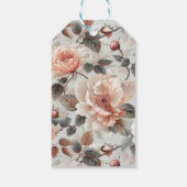 薄い灰色に灰色葉の花を付けたクリーム ギフトタグ (裏面)