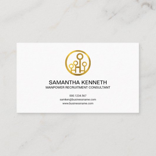 薄い灰色のグランジな金ゴールドアイコンマンパワーのコンサルタント 名刺 (裏面)