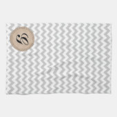 薄い灰色のシェブロン-カスタムな文字 キッチンタオル (横)