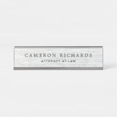 薄い灰色のフェイク木目の名前とタイトルテンプレート デスクネームプレート (正面)