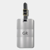 薄い灰色のメタリックテクスチャ |グレータイポグラフィ ラゲッジタグ (正面縦)