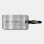 薄い灰色のメタリックテクスチャ |グレータイポグラフィ ラゲッジタグ (裏面横)