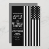 薄い灰色のライン矯正将校フラグ結婚の 招待状 (正面/裏面)