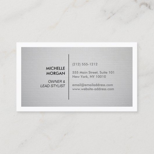 薄い灰色のリネンにあなたのイニシャルとボックスロゴ 名刺 (裏面)