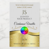 薄い灰色のロゴのモノグラムラベル上の波状金ゴールドデコール フードラベル (シングルラベル)