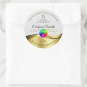 薄い灰色のロゴのモノグラムラベル上の波状金ゴールドデコール ラウンドシール (バッグ)