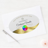 薄い灰色のロゴのモノグラムラベル上の波状金ゴールドデコール 楕円形シール (封筒)