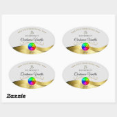 薄い灰色のロゴのモノグラムラベル上の波状金ゴールドデコール 楕円形シール (シート)