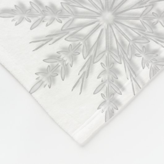 薄い灰色の冬の雪の上に白 フリースブランケット (角)