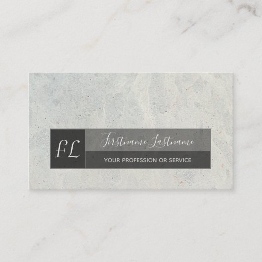 薄い灰色の大理石白い大理石構造モノグラム 名刺 (正面)