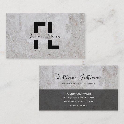 薄い灰色の大理石白い大理石構造モノグラム 名刺 (正面/裏面)