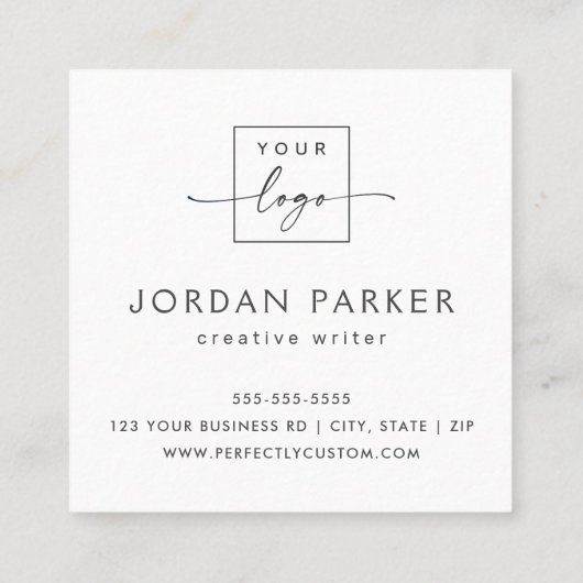 薄い灰色の木カスタム材のロエレガントゴ スクエア名刺 (裏面)