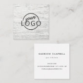 薄い灰色の木目のカスタムのロゴ スクエア名刺 (正面/裏面)