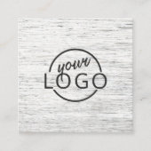薄い灰色の木目のカスタムのロゴ スクエア名刺 (正面)