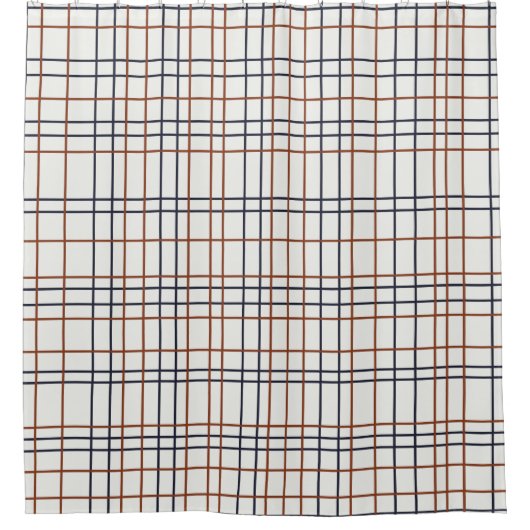 薄い灰色の海軍および錆の格子(ほとんど白い) シャワーカーテン (正面)