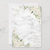 薄い灰色の白いフローラ金ゴールド大理石シャワーバイメール 招待状 (裏面)