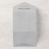 薄い灰色の白い線の美結婚術の花 オールインワン招待状 (外側)