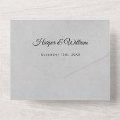 薄い灰色の白い線の美結婚術の花 オールインワン招待状 (裏面)