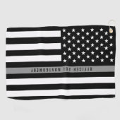 薄い灰色の線のフラグ修正将校モノグラム ゴルフタオル (横)