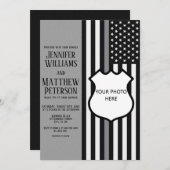 薄い灰色の線バッジの写真の挿入 招待状 (正面/裏面)