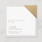 薄い灰色モダンでエレガントな最小主義の金ゴールドのアクセント スクエア名刺 (裏面)