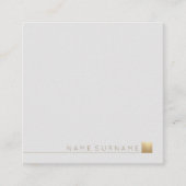 薄い灰色モダンでエレガントな最小主義の金ゴールドのアクセント スクエア名刺 (正面)