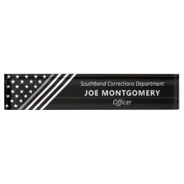 薄い灰色ライン教化の星のストライプなモノグラム デスクネームプレート