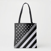 薄い灰色ライン教化の米国旗のモノグラム トートバッグ (正面)