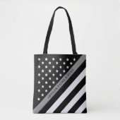 薄い灰色ライン教化の米国旗のモノグラム トートバッグ (正面)
