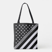 薄い灰色ライン教化の米国旗のモノグラム トートバッグ (裏面)