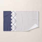 薄い灰色、ネイビーブルー、白のダイヤモンドパターン バスタオルセット (ハンドタオル)