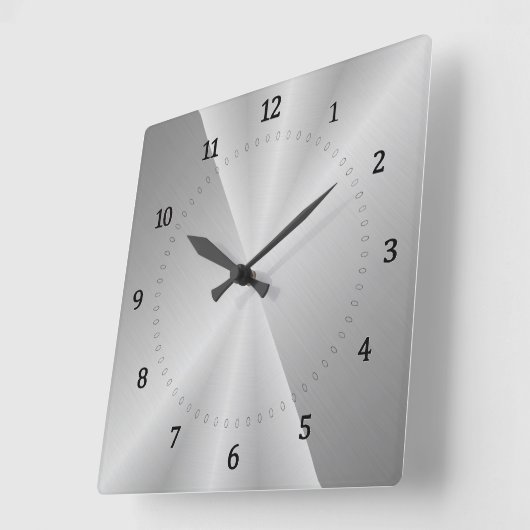 薄い灰色、金属の下の銀 スクエア壁時計 (傾斜)