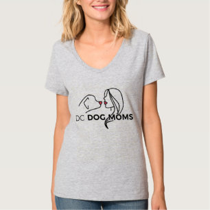 薄い灰色DC犬のお母さんのV首のTシャツ- Tシャツ