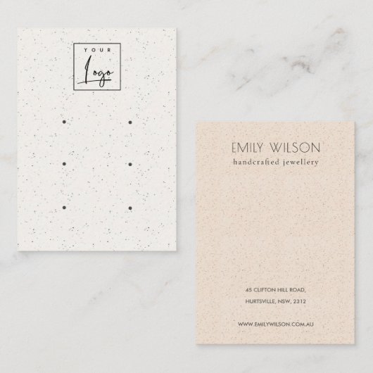 薄い白いセラミックテクスチャ3の耳の表示ロゴ 名刺 (正面/裏面)