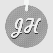 薄い白黒のストライプ |レトロスタイルのイニシャル オーナメント (裏面)