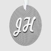 薄い白黒のストライプ |レトロスタイルのイニシャル オーナメント (正面)