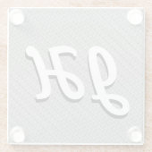 薄い白黒のストライプ |レトロスタイルのイニシャル ガラスコースター (裏面)