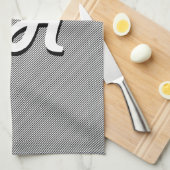 薄い白黒のストライプ |レトロスタイルのイニシャル キッチンタオル (四つ折り)