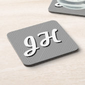 薄い白黒のストライプ |レトロスタイルのイニシャル コースター (左側)
