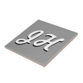 薄い白黒のストライプ |レトロスタイルのイニシャル タイル (側面)