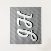 薄い白黒のストライプ |レトロスタイルのイニシャル タペストリー (正面)